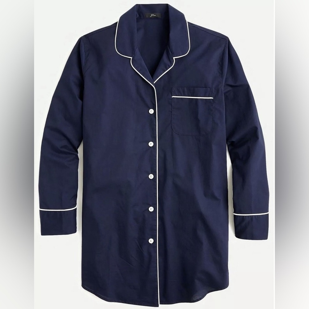 J.Crew Nightshirt in end-on-end cotton, XS, Navy, NWT